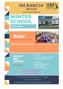 Winter School on Leadership, Policy, and Governance by IIM Ranchi (19th to 23rd January 2021)