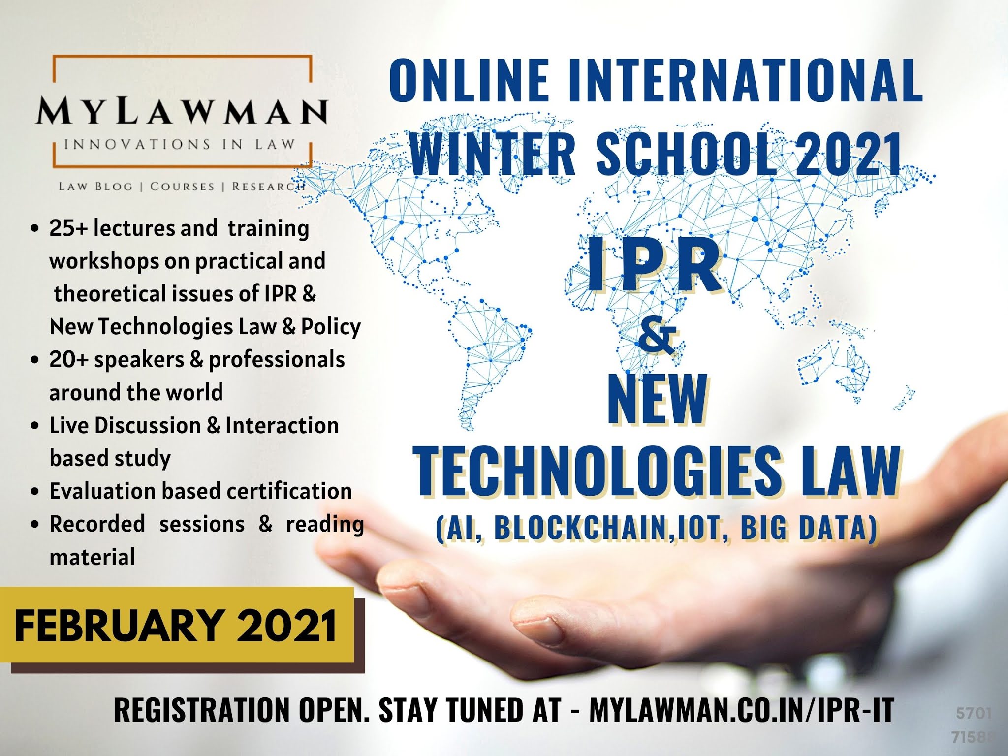 [Online] International Winter School on IPR & New Technology Law by MyLawman [Register by 2 February 2021]