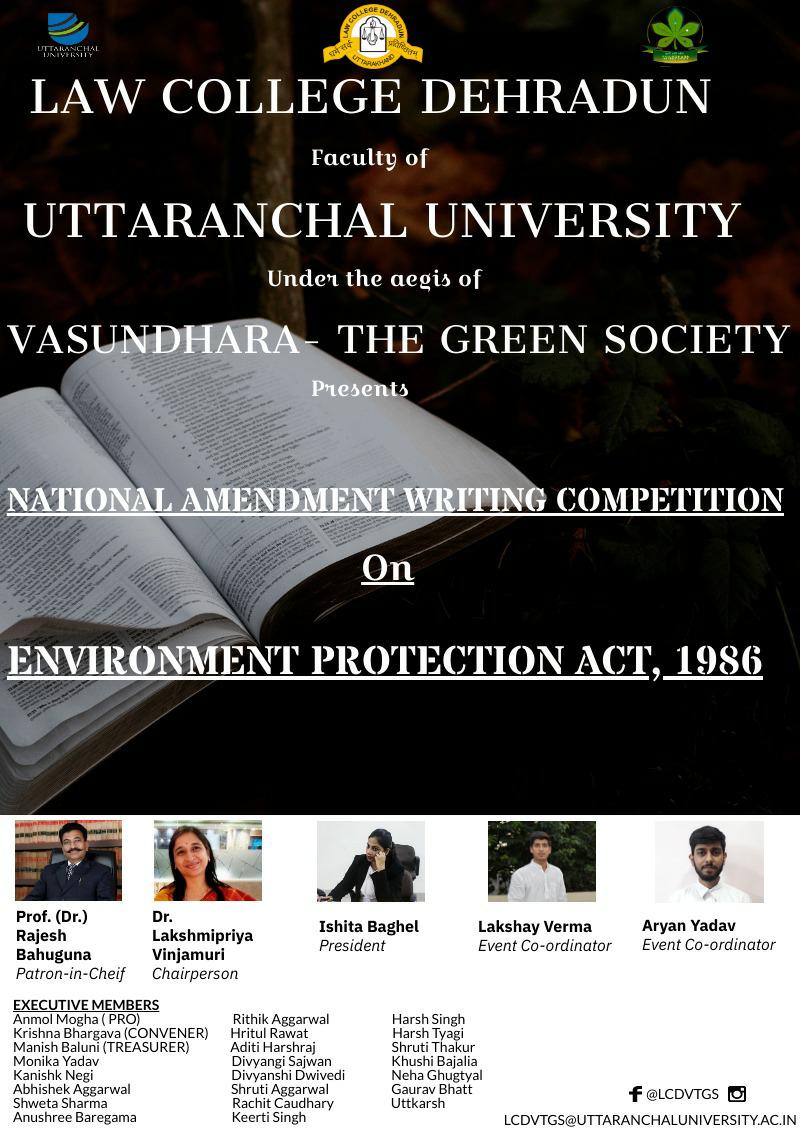 National Amendment Writing Competition @ Law College Dehradun, faculty of Uttaranchal University