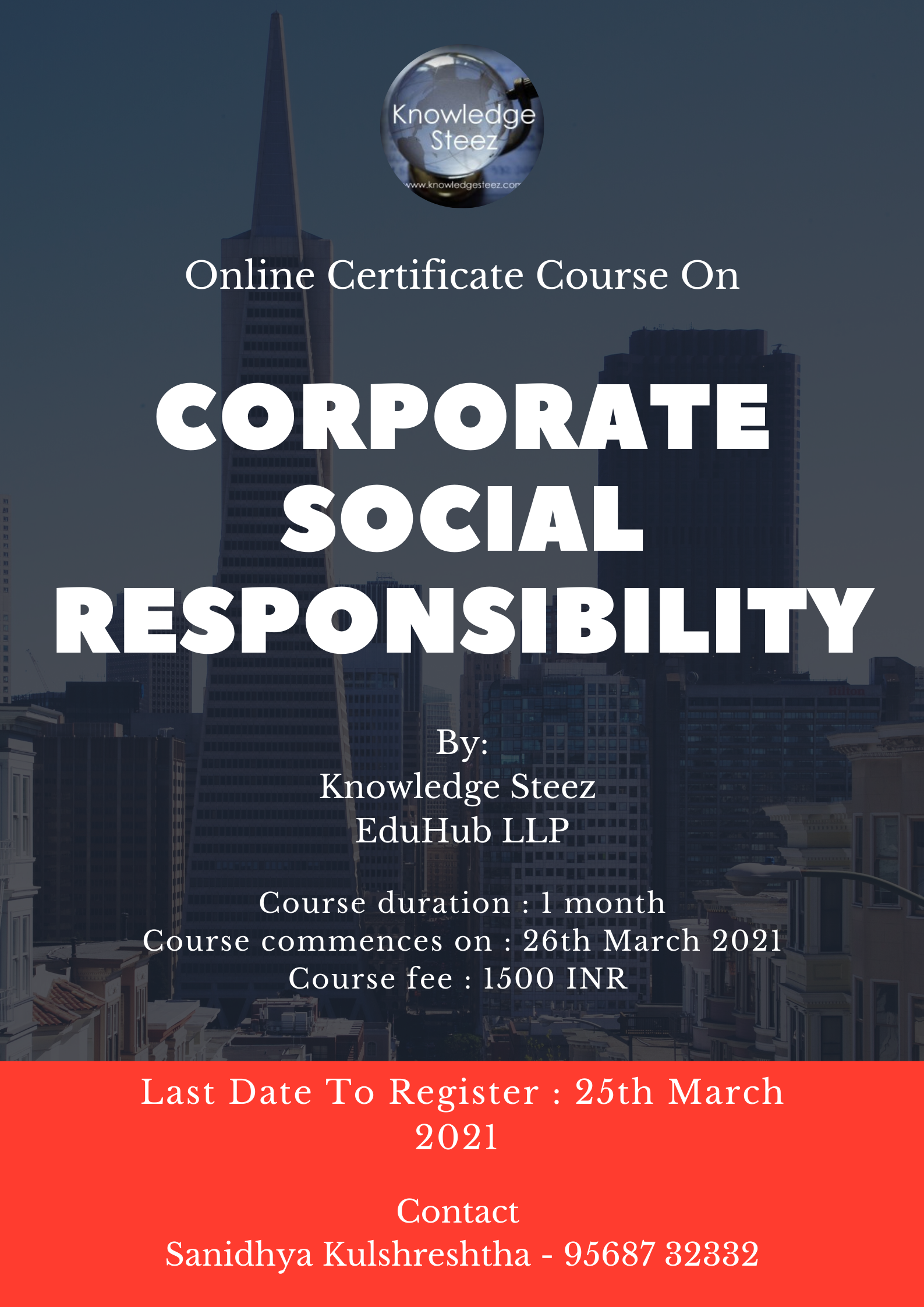 Online Certificate Course on Corporate Social Responsibility (Register by 25th March 2021)
