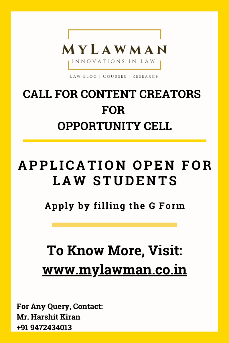 [Call for Application] Call for Student Coordinator for Opportunity Cell at MyLawman [Apply by 25 March 2021]