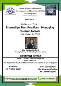 Webinar on the Topic “Internships Best Practices: Managing Student Talents”