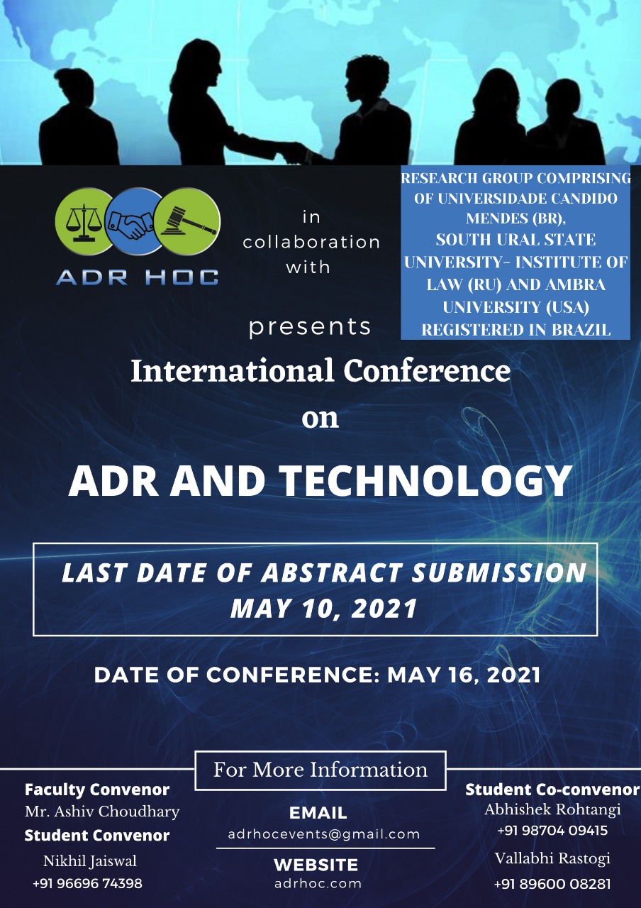 Call for Papers: International Conference on“ADR & Technology” (Submit your abstracts by 10th May)