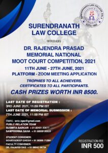 National Moot Court Competition, 2021 [Online] by Surendranath Law College [June 11-27]: Register by June 1