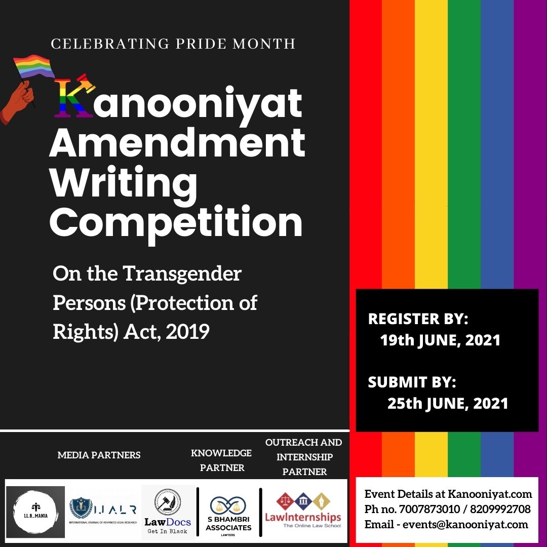 Kanooniyat Amendment Writing Competition, 2021 on the Transgenders Act (Register by June 19)