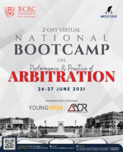 2-Day National Bootcamp on Performances & Practice of Arbitration on 26th-27th June 2021 by JECRC University