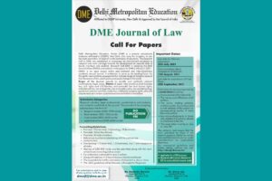 Call for Papers | DME Journal of Law, Volume 2 [Last Date: July 25, 2021]