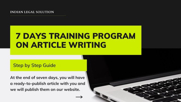 7 Days Training Program on Legal Article Writing with Money Back Guarantee.