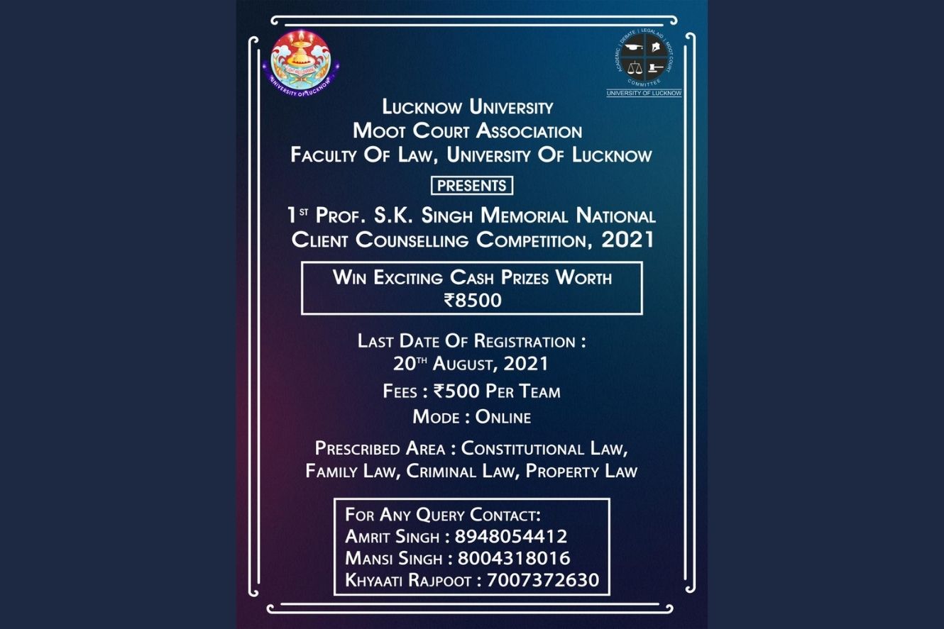 Lucknow University | 1st Prof. S. K. Singh Memorial National Client Counseling Competition, 2021
