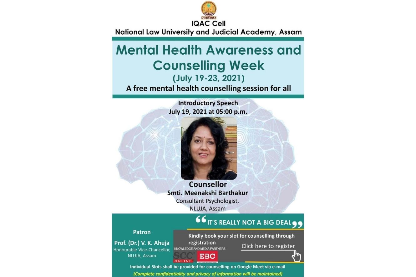 NLUJAA | 5 days Mental Health Awareness and Counselling Week Event [July 19-23, 2021]