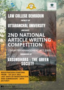 SECOND NATIONAL ARTICLE WRITING COMPETITION BY Law College Dehradun
