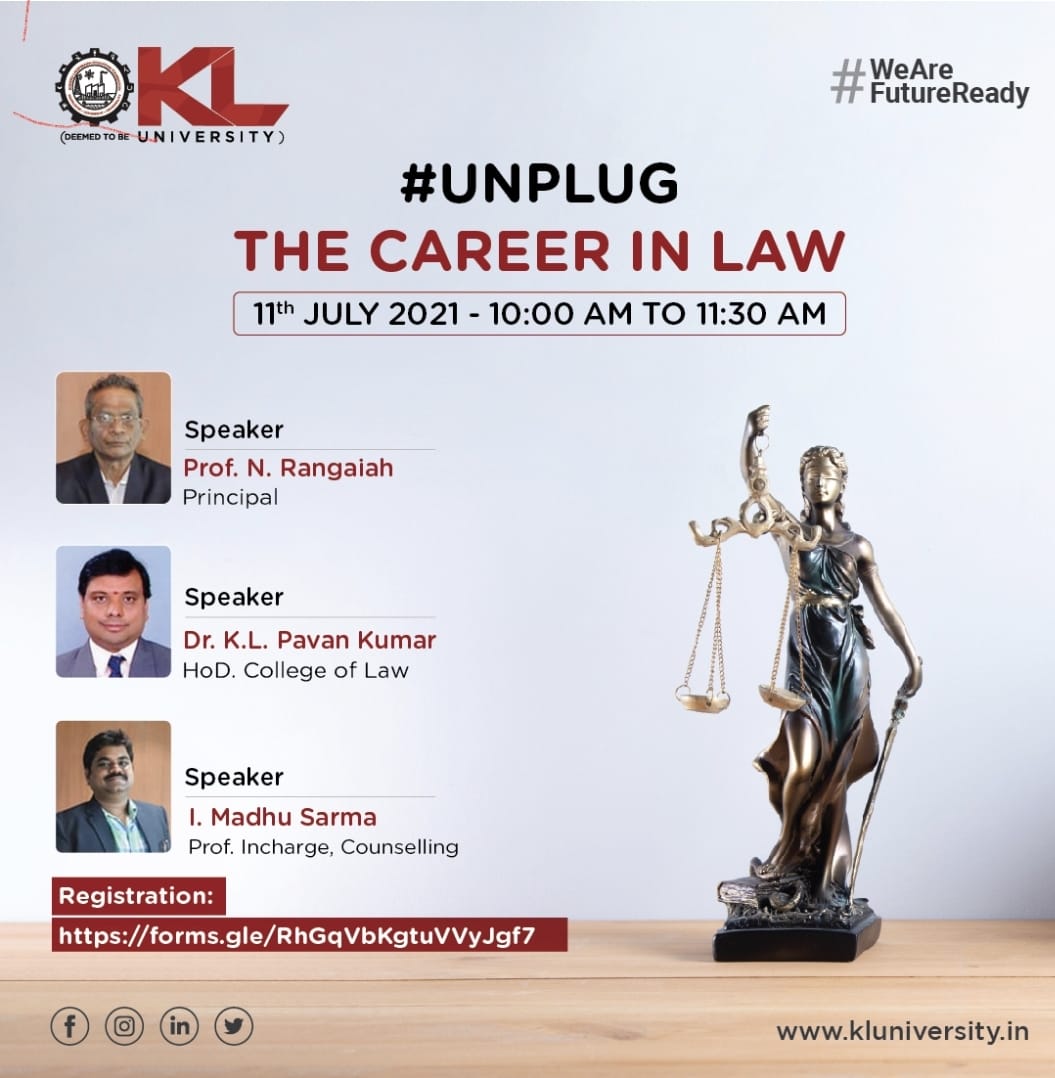 Webinar on “The Career opportunities in Law” 11th July 2021.