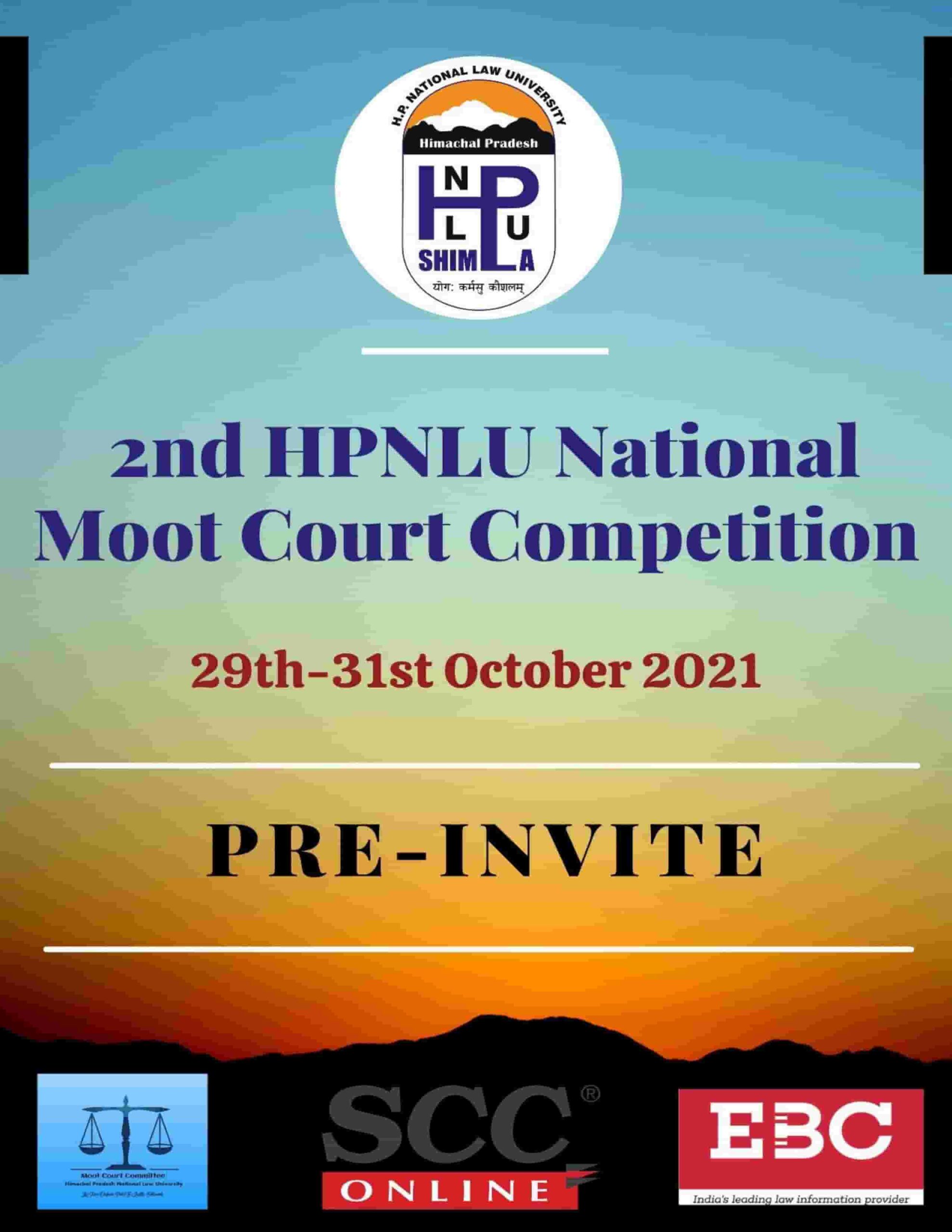HPNLU National Moot Court Competition [October 29-31, 2020]: Registrations Open