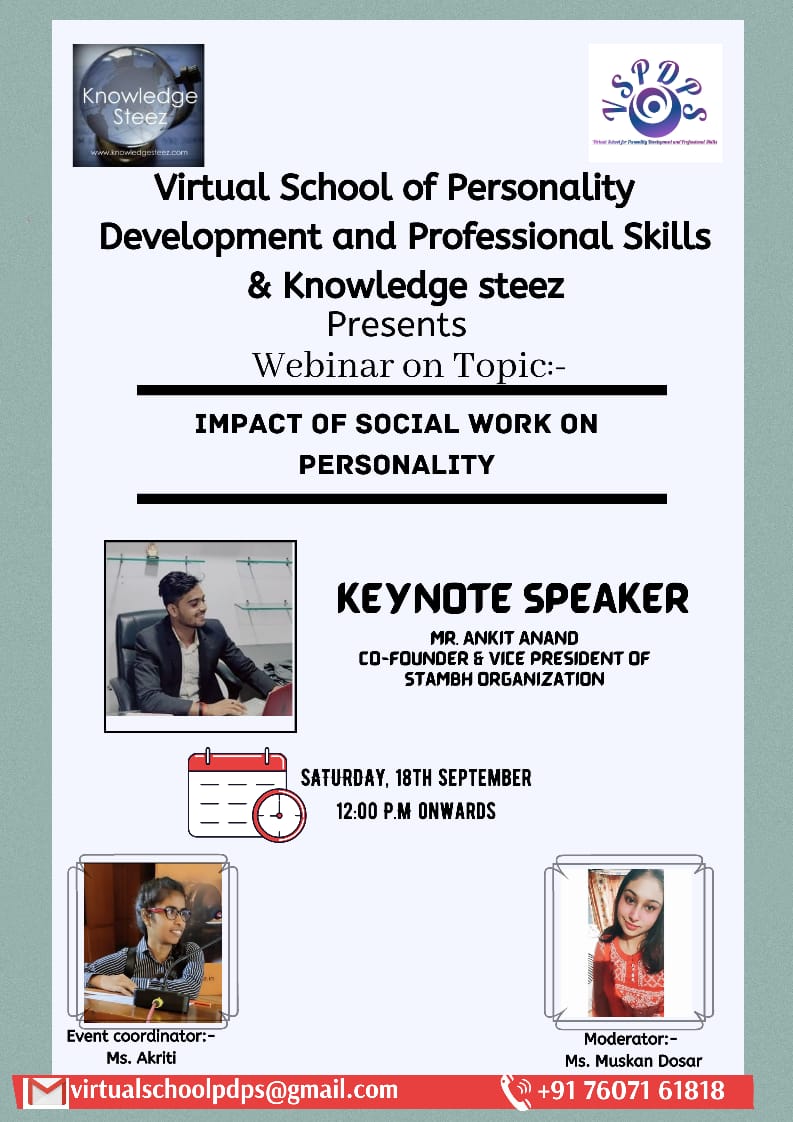 Webinar on “Impact of social work on personality”