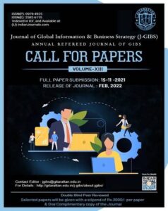 Call for Research Papers/Articles/Book Reviews for JGIBS, Volume 13