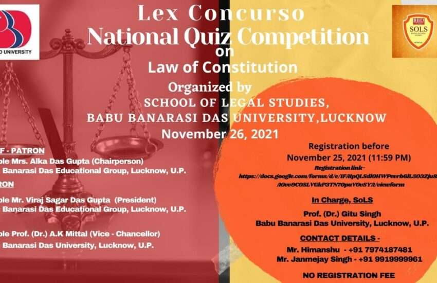 Opportunities for law students- BBDU National Quiz Competition- Register Now!