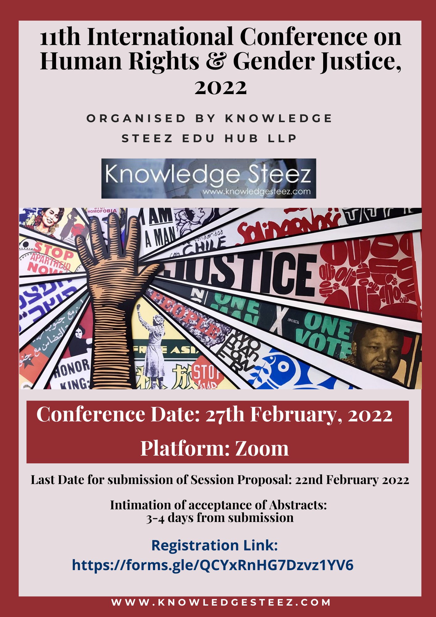 11th International Conference on Human Rights Gender Justice, 2022 Organised by Knowledge Steez EDU HUB LLP