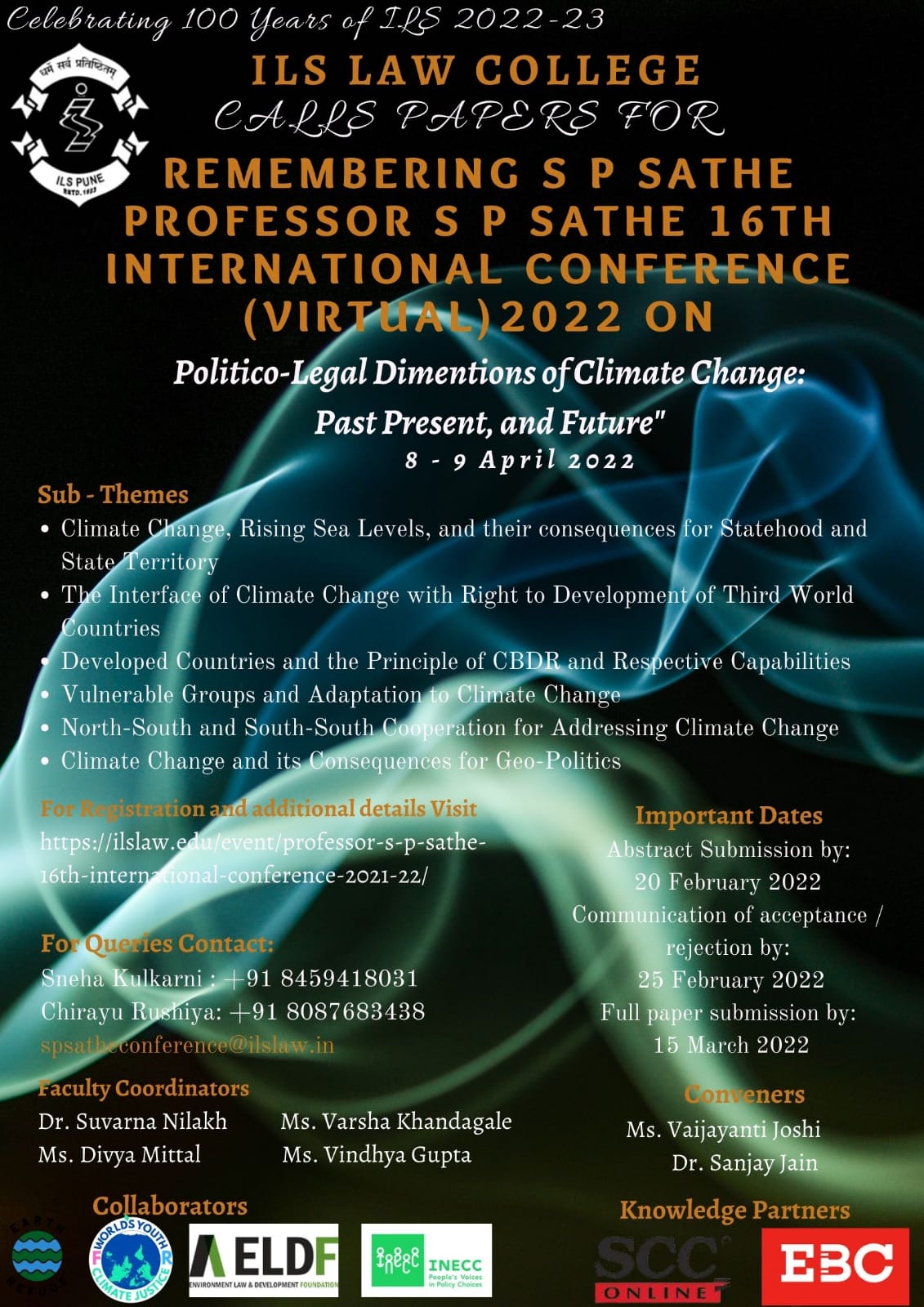 PROFESSOR S.P. SATHE 16th INTERNATIONAL CONFERENCE, 2021-22 (Virtual)