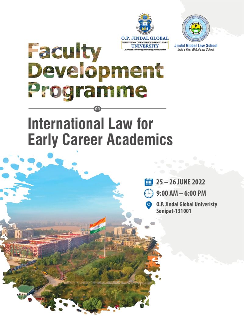 2-day Faculty Development Programme (FDP) by Jindal Global Law School: Apply by June 05! 