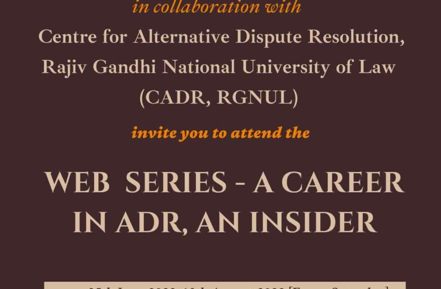 Web Series- A Career in ADR- An Insider by CADR, RGNUL: Register by Jun 22! 