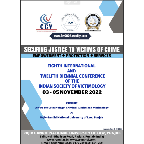 Call for Papers | Indian Society of Victimology’s Eighth International and Twelfth Biennial Conference [Submit by August 15, 2022] 