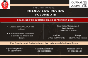 Call for Papers | RMLNLU Law Review Volume XIII 
