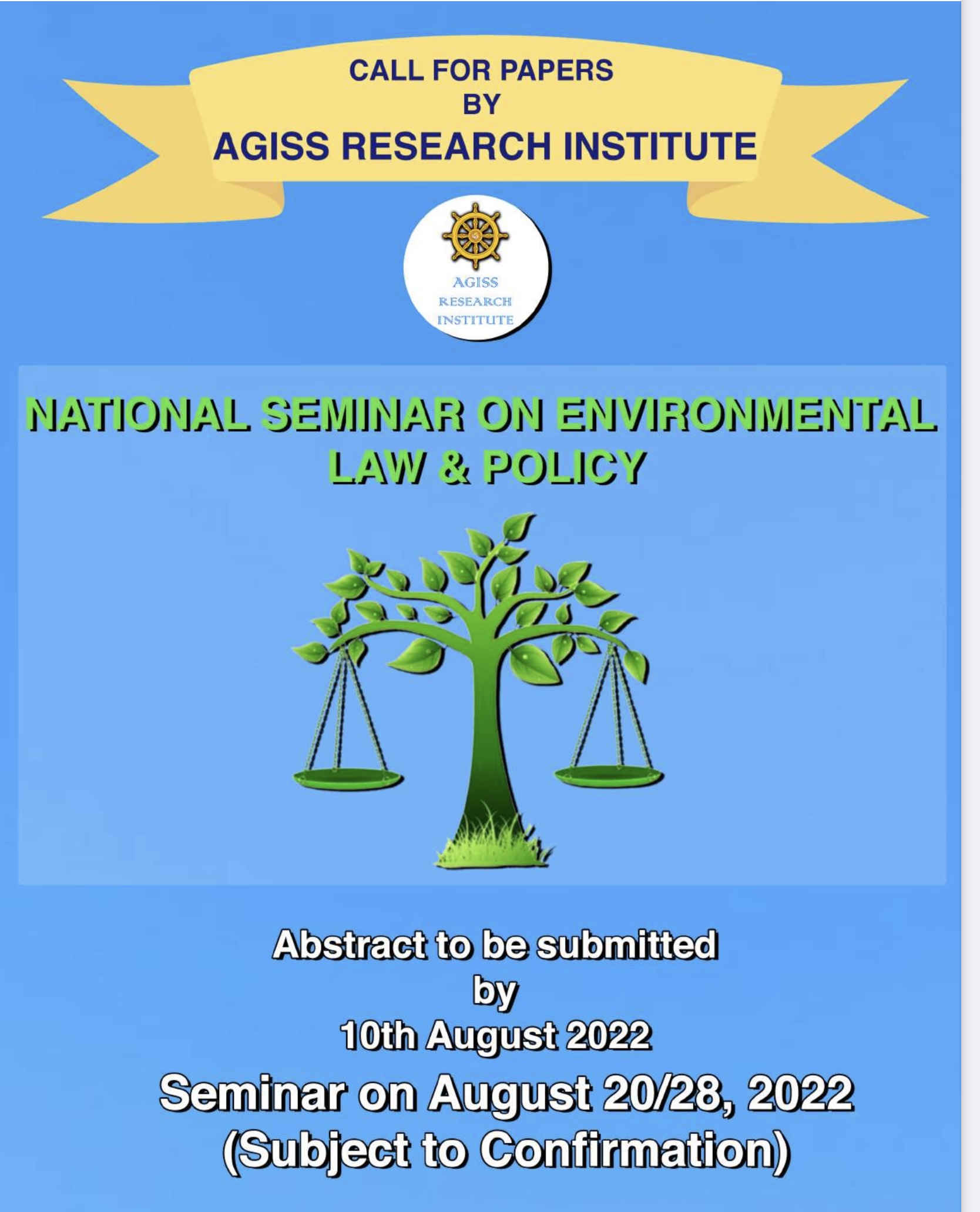 National Seminar on Environmental Law & Policy: BY AGISS RESEARCH INSTITUTE