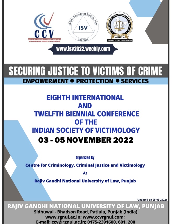 Call for Papers Indian Society of Victimology’s Eighth International and Twelfth Biennial Conference [Submit by August 15, 2022] 