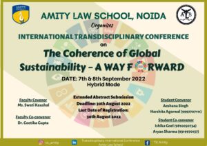 International Conference on Coherence of Global Sustainability- A way forward [Submit by 30th August]