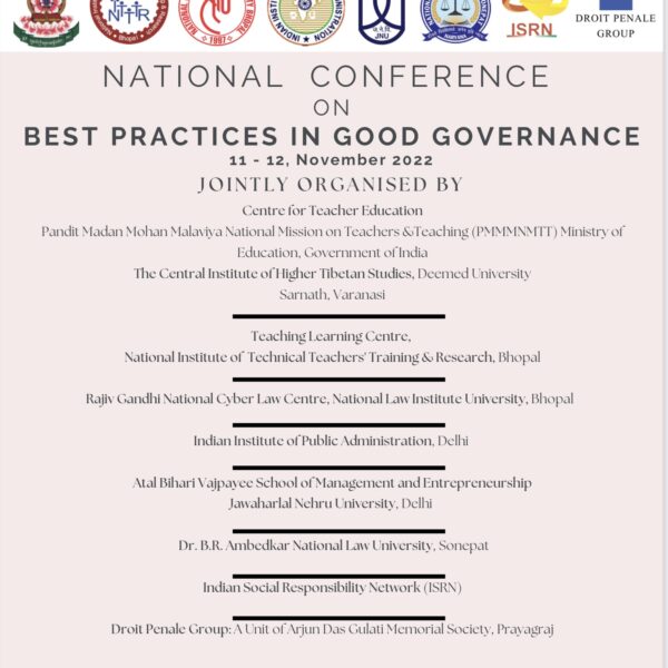 NATIONAL CONFERENCE ONBEST PRACTICES IN GOOD GOVERNANCE 11 – 12, November 2022