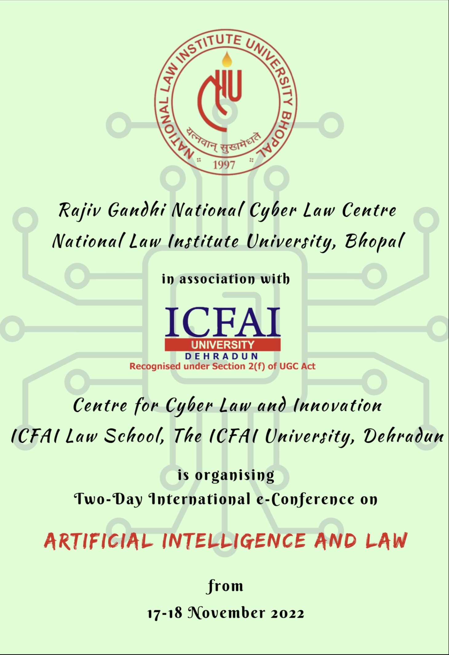 International e-conference on AI and Law by NLIU, Bhopal (17-18 November, 2022)