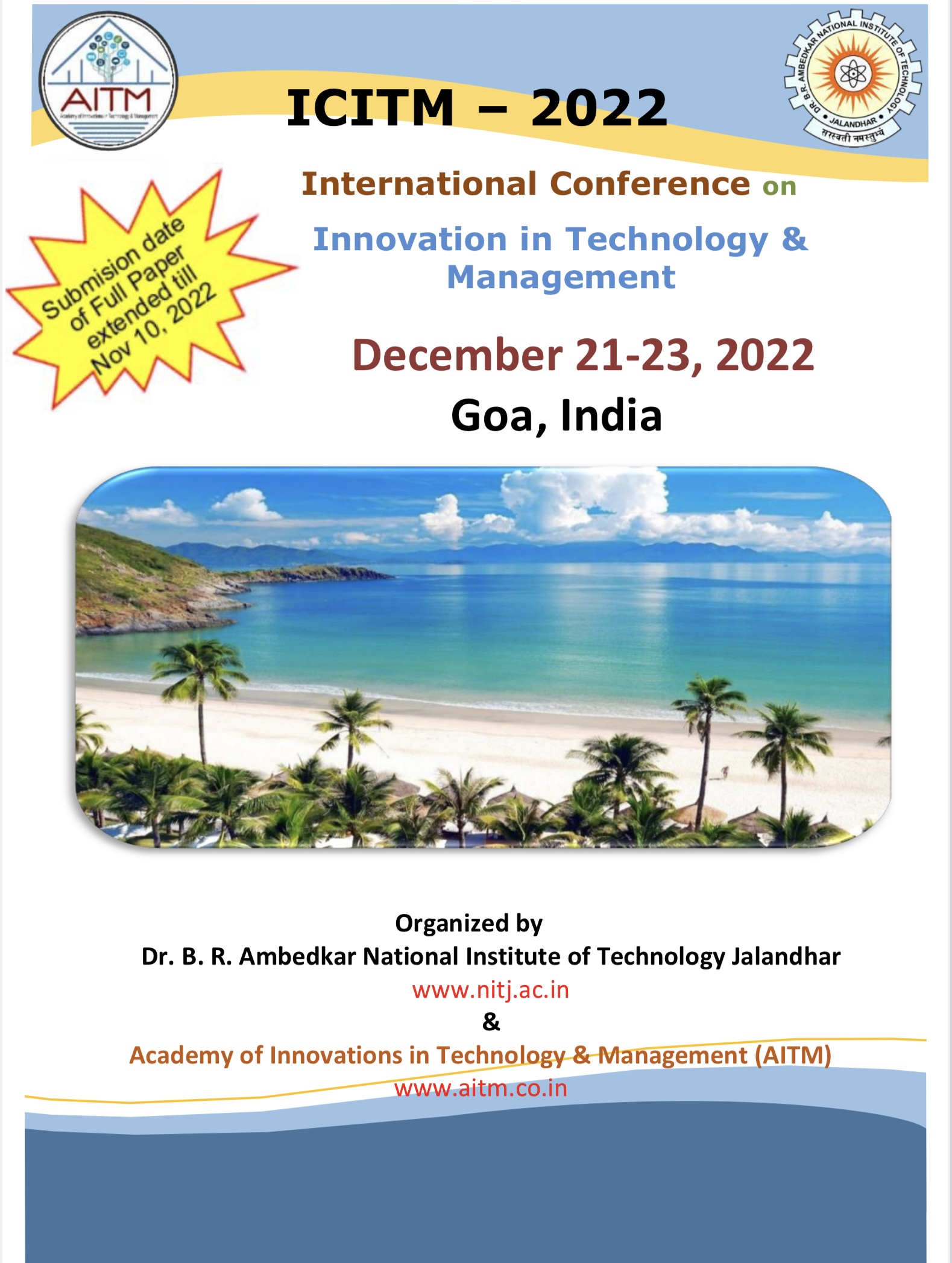 International Conference on Innovation in Technology & Management (December 21-23, 2022) Goa, India