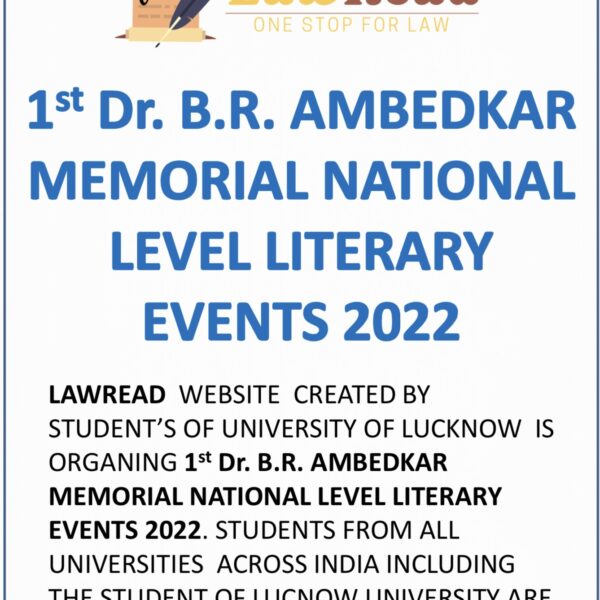 1st B.R. Ambedkar Memorial National Literary Events 2022 by Lawread: Oct 21-22! 