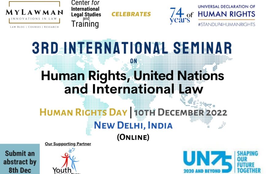 One-day International Seminar on ‘Human Rights, United Nations, and International Law’…