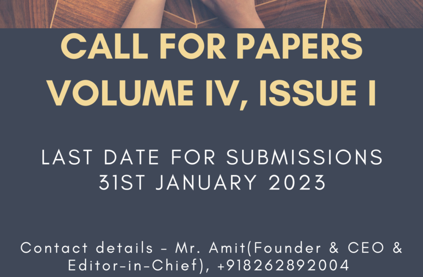 Call For Papers: FastForward Justice’s Law Journal [ISSN: 2581-6713, Volume 4, Issue 1]: Submit by January 31