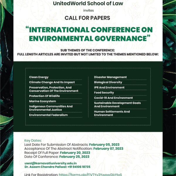 “INTERNATIONAL CONFERENCE ON ENVIRONMENTAL GOVERNANCE”