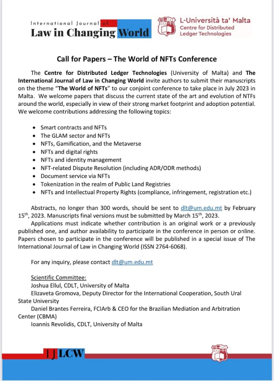 Call for Papers- The World of NFTS Conference