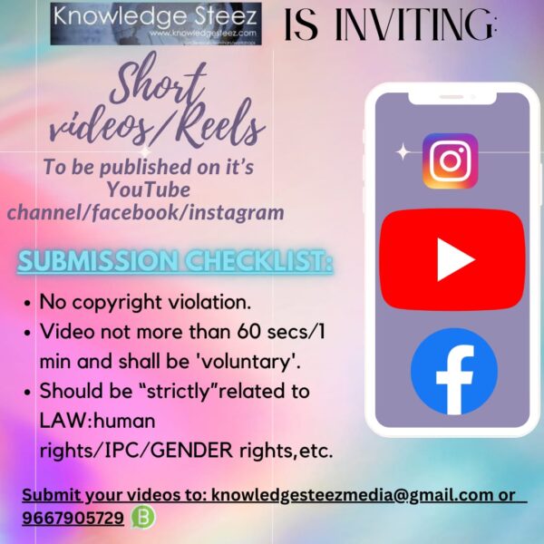 Knowledge Steez is inviting short videos/ reels to be published on its handles