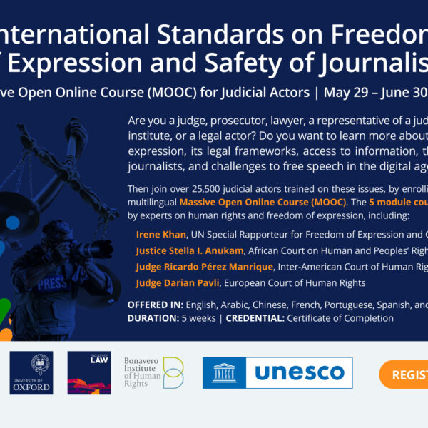 UNESCO-Oxford New Multilingual MOOC on International Standards on Freedom of Expression and Safety of Journalists