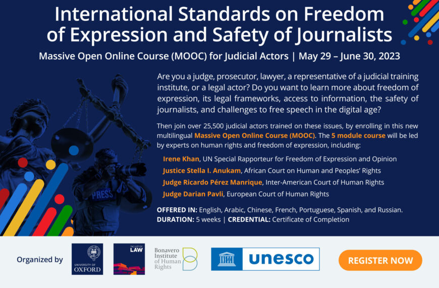 UNESCO-Oxford New Multilingual MOOC on International Standards on Freedom of…