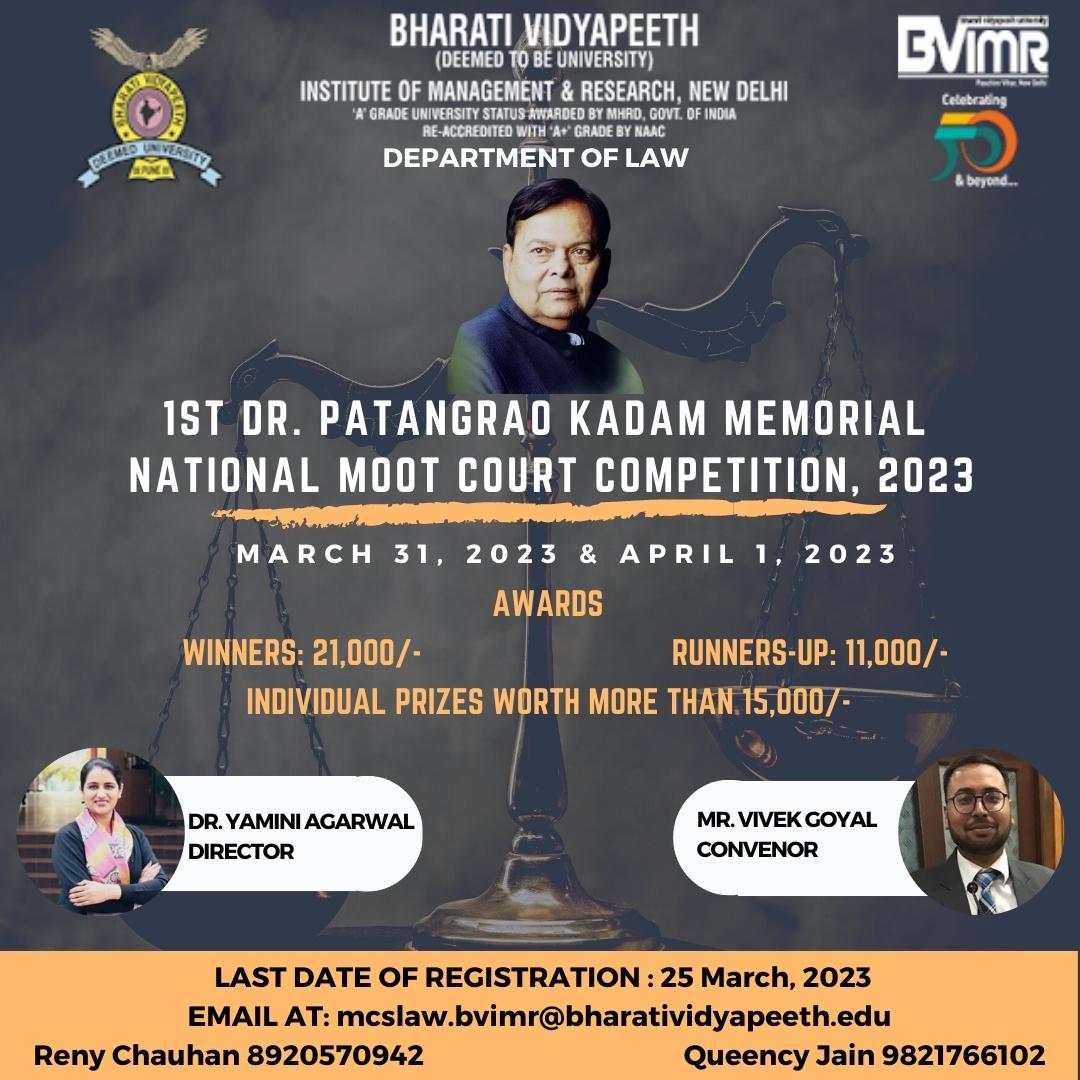 1st edition of National Moot Court Competition organised by Bharati Vidyapeeth Institute of Management and Research, New Delhi (Deemed to be University)