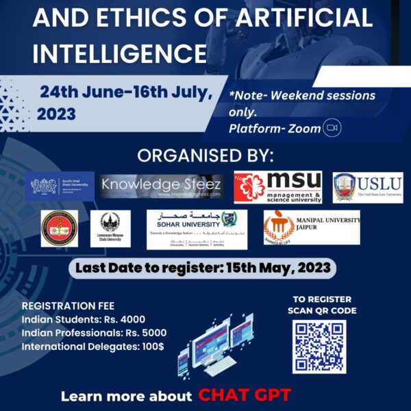 3rd VIRTUAL GLOBAL SUMMER SCHOOL ON LAW AND ETHICS OF ARTIFICIAL INTELLIGENCE on 24th JUNE- 16th JULY,2023