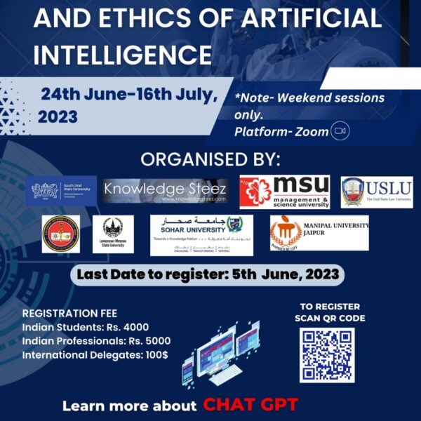 3rd VIRTUAL GLOBAL SUMMER SCHOOL ON LAW AND ETHICS OF ARTIFICIAL INTELLIGENCE on 24th JUNE- 16th JULY,2023