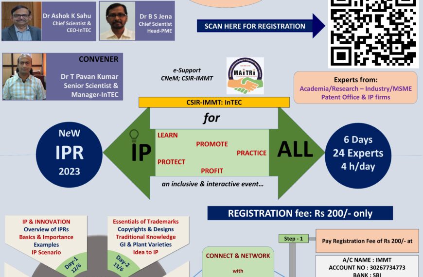 National e-Workshop on Innovation and Intellectual Property Rights (NEW IPR-2023) from June 12-17, 2023