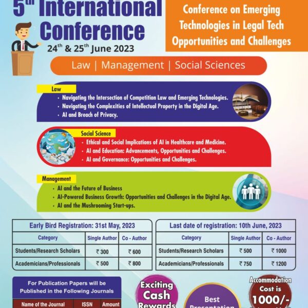 5th INTERNATIONAL CONFERENCE on Law, Management & Social Science by INDORE INSTITUTE OF LAW!