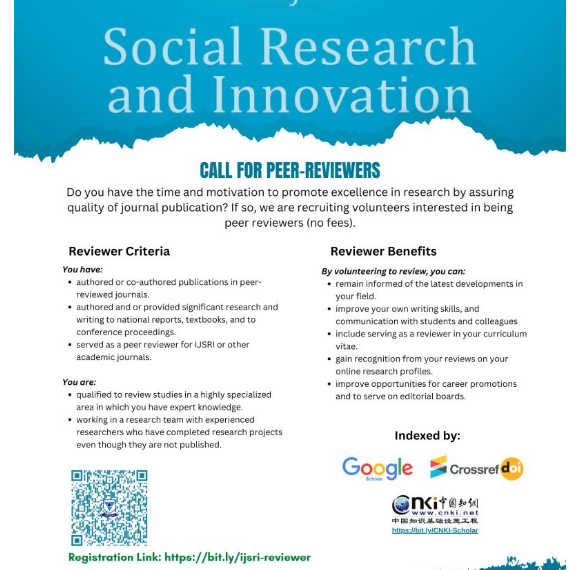 CALL FOR PEER-REVIEWERS! International Journal of Social Research and Innovation! Apply Now!