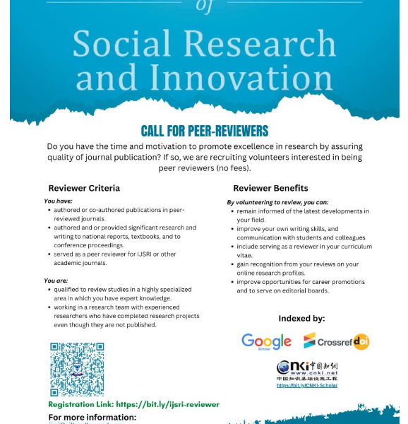 CALL FOR PEER-REVIEWERS! International Journal of Social Research and Innovation! Apply Now!
