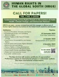 CALL FOR PAPERS! HUMAN RIGHTS IN THE GLOBAL SOUTH (HRGS)! VOL 2 -2023!