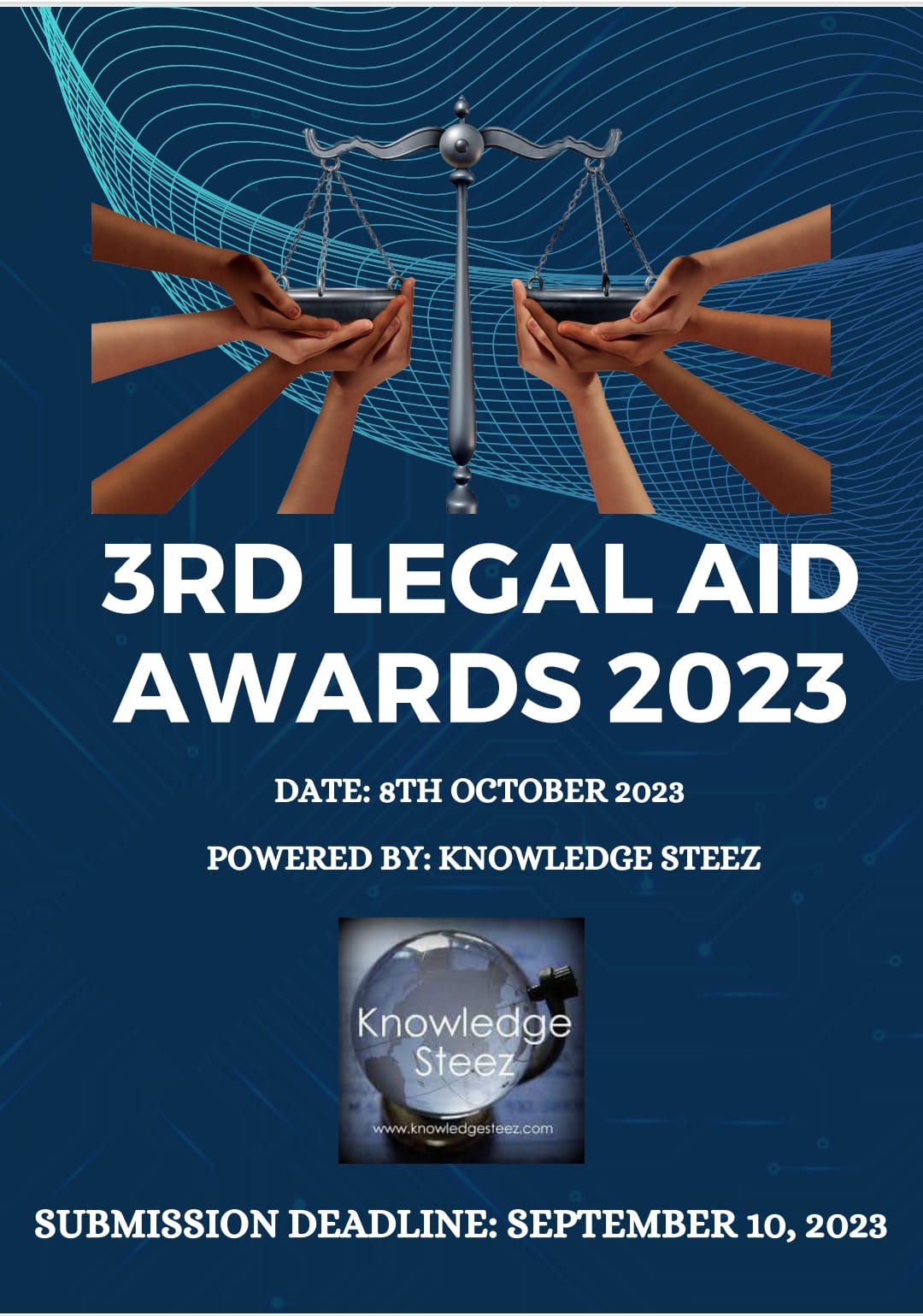 3rd  LEGAL  AID  AWARD CEREMONY IN 12th INTERNATIONAL CONFERENCE BY KNOWLEDGE STEEZ  ON 8th of OCTOBER,2023  .[APPLICATION DEADLINE ON 10th SEPTEMBER,2023] APPLY NOW!