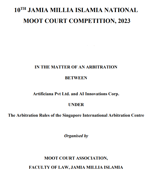 10TH JAMIA MILLIA ISLAMIA NATIONAL MOOT COURT COMPETITION, 2023!